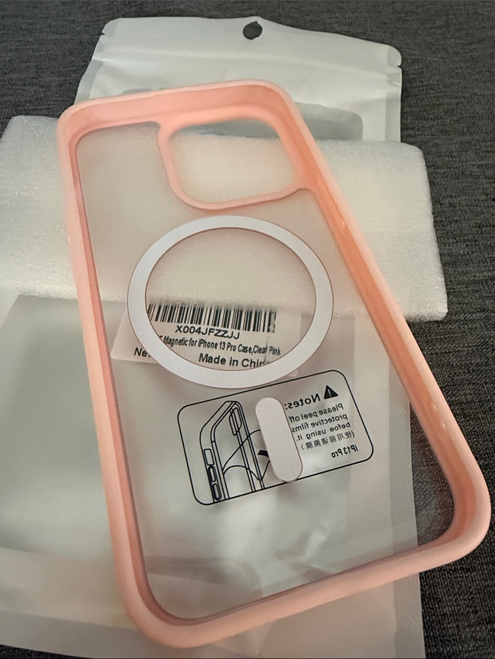 Soft Pink Silicone iPhone 13 Pro Compatible Case with MagSafe Ring - Picture 2 of 3